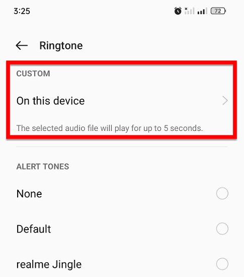 Select custom ringtone for Instagram notification