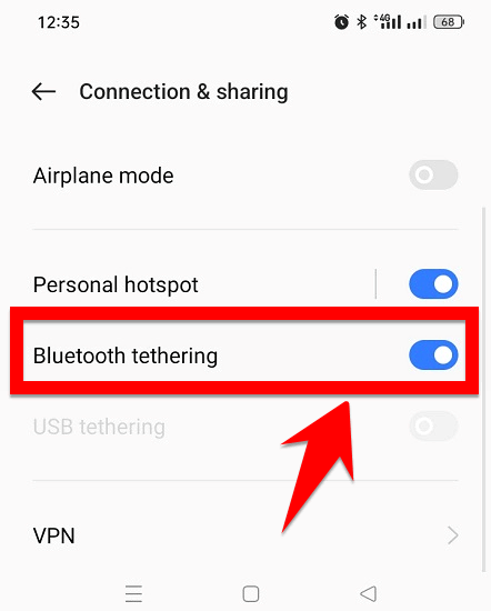 Enable Bluetooth Tethering